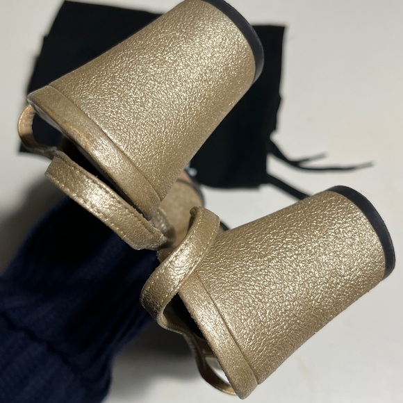 CHANEL Women's Gold and Black Slingback Heels - Picture 3 of 10